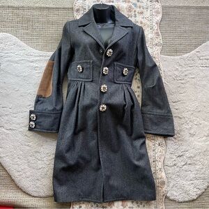 DSQUARED2 Gray Coat with Embellished Buttons